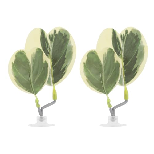 Betta Fish Bed, Betta Leaf Bed, Plastic Betta Hammock, Betta Hammock Pad W/Suction Cup, Betta Heart-Shaped Leaf Bed Aquarium Decor, Yellow Green 2Pcs
