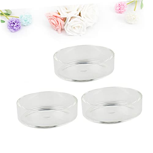 Kisangel 3pcs Round Glass Shrimp Feeding Dish Crystal Shrimp Food Basin for Aquarium Durable Feeder Bowl for Fish and Reptiles Tank Ornament and Supplies - size: Size 1