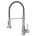 Kitchen Faucet with Pull Down Sprayer Industrial 1 Handle 1 Hole Or 3 Hole Faucet for Farmhouse Camper Laundry Utility Rv Wet Bar Sinks, Stainless Steel Brushed Nickel - color: E - Nickel&Black