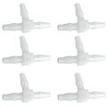 Plastic 1/4" ID Hose Barb Fittings, Equal Barbed Tee Pipe Connectors 3 Way Joint Splicer Mender Union Adapter for Boat Aquarium, Pack of 6 - size: 1/4 Inch