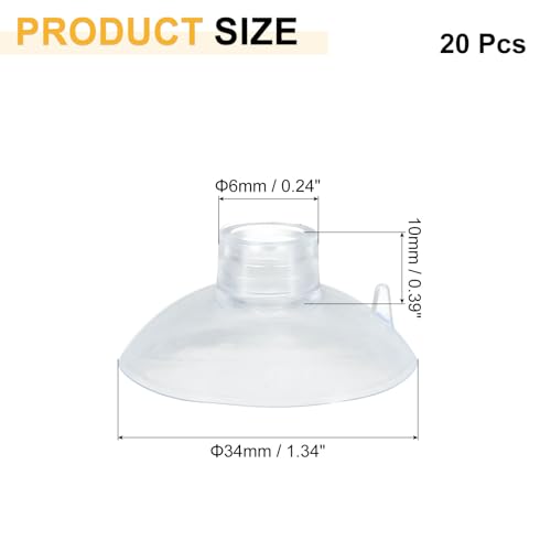uxcell 20Pcs Aquarium Suction Cup Clips, 6mm Airline Tube Holders Clamps Cup Holder Sucker Tube Sucker for ID Airline Tubing Fish Tank, Clear