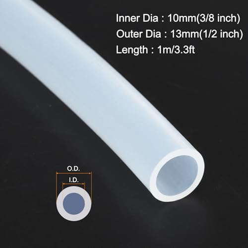 MECCANIXITY 3.3ft Clear Silicone Rubber Tubing 3/8" ID 1/2" OD Plastic Tube Flexible Air Hose for Brewing, Wine Making, Pump Siphon, 10mm x 13mm, with 2pcs Clamps - color: Clear, size: 3/8" x 1/2"