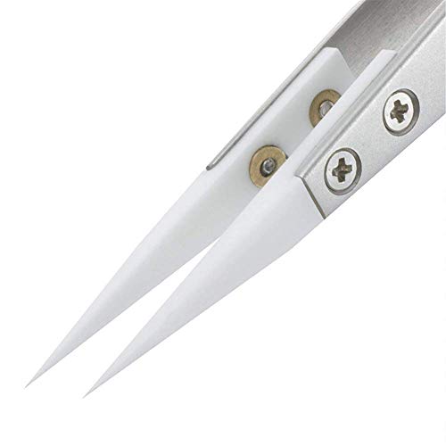 FLYINGSEA Stainless Steel Ceramic Tweezers, Antimagnetic, High Temperature Resistant, Non-Conductive, 3000 Degrees