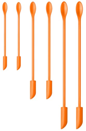 Silicone Spatula Set (6Pcs) - Mini Scraper Tool for Beauty & Food - Reach Every Last Drop, Multi-Size Spatulas for Makeup Jars, Lotion Bottles & Kitchen Containers (Orange) - color: Orange