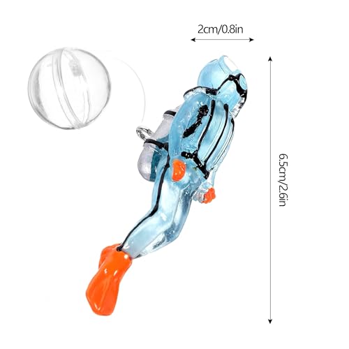 2pcs Glow-in-The-Dark Fish Tank Decorations, Cute Little Diver Aquarium Decoration, Floating Aquarium Accessories, Fish Playmate for Fish Tank Swimming Pool (Blue, Yellow) - color: Luminous Blue Diver+luminous Yellow Diver (Both With Fishing Line and Floa