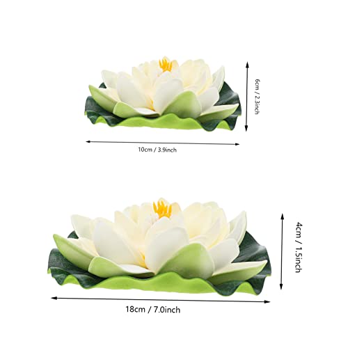 SOLUSTRE 9Pcs Artificial Lotus Water Lily Ornaments Green Leaves for Home Decor Pool and Aquarium Decoration
