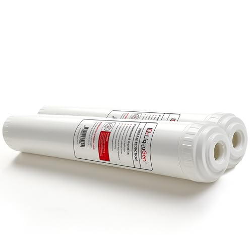 LiquaGen Nitrate Reduction Water Filter Cartridge – Strong Base Anion Resin, Reusable & Refillable, Universal 2.5x10, 2.5x20, 4.5x10, 4.5x20 – Whole House & Aquarium RO/DI (2, 2.5" x 20") - size: 2.5" x 20"