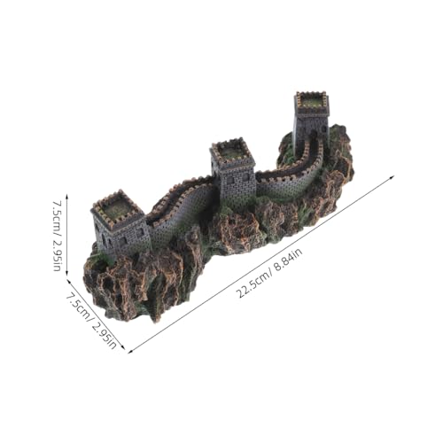 BESTonZON Great Wall of China Model Aquarium Decor 8.85 Inch Miniature Chinese Bridge Sculpture for Fish Tank Landscape Ornaments Home Office Shelf Decoration