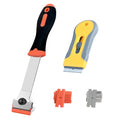 2 Pack Razor Blade Scraper with 20 Plastic and 20 Metal Blades for Removing Paint, Grease from Windshield, Registration Sticker, Glass Top Stove Cooktop Scraper - color: Orange-yellow
