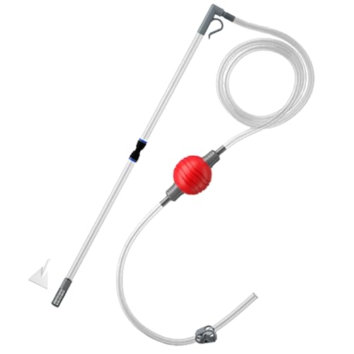 Fish Tank Cleaner 7.2ft Manual Adjustable Air Bag Valve Hot Tub Vacuum Fish Tank Gravel Sand Cleaning Aquarium Vacuum with Flexible Hose and Wand for Pool Grass Debris Cleaning, Fish Tank Cleaner