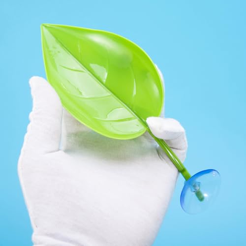 4 Pack Reptile Resting Leaves, Artificial Betta Hammock Leaves with Suction Cups, Simulation Plant Leaf for Tree Frogs, Geckos, Hermit Crabs & Aquarium Fish Tank Decor