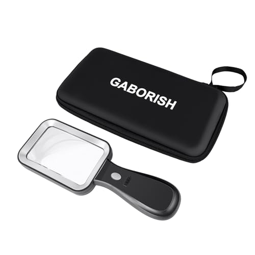 10X Magnifying Glass with Light and Case, Rechargeable Magnifier with 3 Color Modes, Lighted Magnifying Glass Handheld for Seniors Reading Low Vision, Inspection, Close Work - style: 10X Magnifier with Light and Case