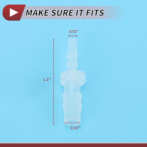 5 Pcs Aquarium Plastic Hose Barb Fitting 3/32" to 3/16" Hose ID Connectors Clear Plastic - size: 3/32"-3/16"