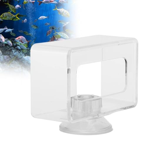 Fish Food Feeding Ring, Fish Floating Food Feeder Transparent with Suction Cup for Aquarium(L 10x16X4cm)