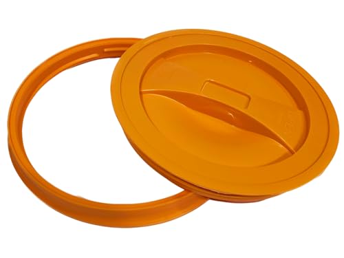 House Naturals 2 Gallon Purple Food Grade BPA Free Made in USA Bucket with Screw On Lid - Pack of 3 (Orange lids) - color: Orange Lids