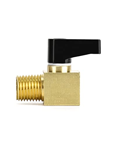 QWORK Air Compressor Valve, 2 Pack, Brass Mini Ball Valve, 1/4 in. NPT Male x NPT Female Shutoff Valve