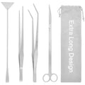 15Inch Extra Long Design Aquarium Aquascaping Tool Stainless Steel Aquascape Tools Kit 4 in 1 Anti-Rust Fish Tank Starter Kit with Long Tweezers Scissors Spatula for Aquarium Plants (Silver) - color: Silver