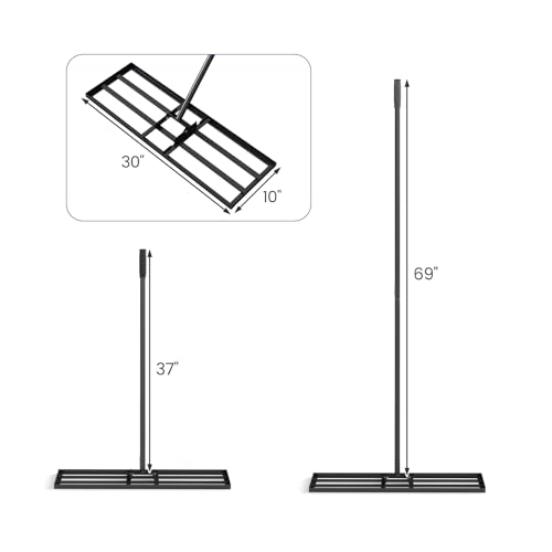 COSTWAY 30x10 Inch Lawn Leveling Rake, Soil Sand Dirt Leveling Tool, Ground Leveler for Yard, Landscape, Garden, Pasture (Black, 30"x10") - color: Black