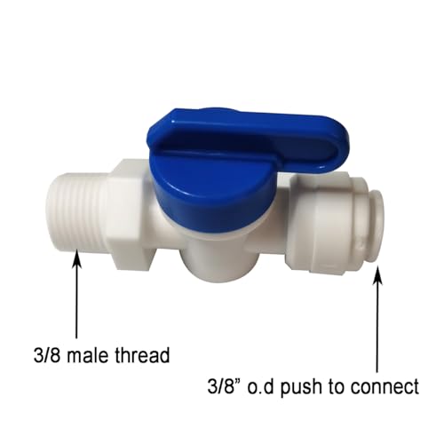 3/8" male thread adapter x 3/8" o.d. tube shut off valve, Quick Connector Push-In Tube Fitting for Reverse Osmosis Water Filter Purifier,5pcs. - size: 3/8" male thread x 3/8" o.d. tube