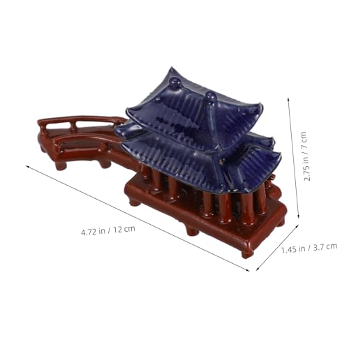 Mini Pavilion Curved Bridge Aquarium Ornament for Fish Tank Decoration Ceramic Landscape Adornment for Garden and Decor Unique Indoor and Outdoor Decor
