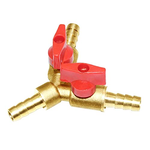 Joywayus 2PCS 3/8" Hose Barb, Y Shaped Type 3 Way Union Intersection/Split Brass Shut Off Ball Valve Fitting - size: 3/8 Inch - 2 pc