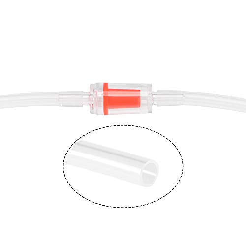 uxcell Silicone Tubing 5/32"(4mm) ID 1/4"(6mm) OD 8ft(2.5m) Aquarium Pump Air Hose Water Pipe Silicone Rubber Tube Clear with 3pcs Check Valves