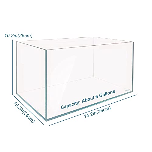Allcolor Artisan Grade Ultra Clear Rimless Aquarium Tank, Low Iron Glass Fish Tank for Professional Aquascaping and Planted Layouts, 6-60 Gallons (6Gal-Top Glass Canopy) - size: 6Gal 14.1" L × 10.2" W × 10.2" H