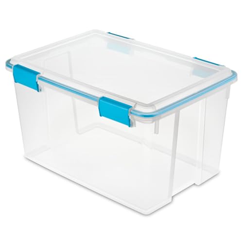 Sterilite 4-Pack 54 Quart Gasket Box, Home Storage Organizer Bins with Lids - Stackable Clear Plastic Containers for Bedroom, Bathroom, Garage, Basement, or Attic - size: 54 Quart, style: 4 Pack