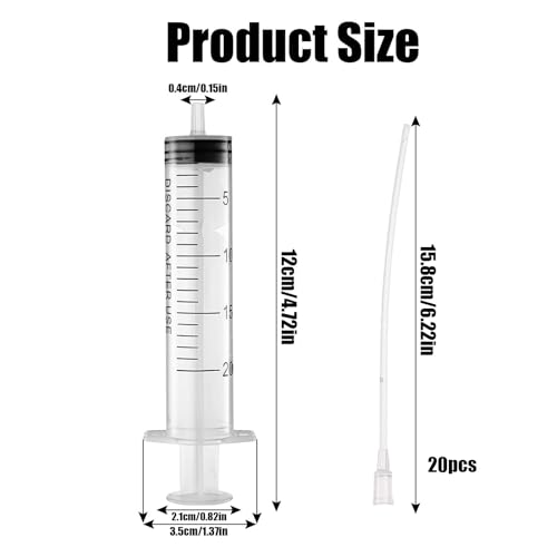 Baby Bird Feeding Syringe Set, Pet Parrot Milk Feeding Syringe with Tubes, Parrot Feeding Tubes Measuring Tools for Feeding Pets Scientific Industrial Labs… (20ml) - color: 20ml