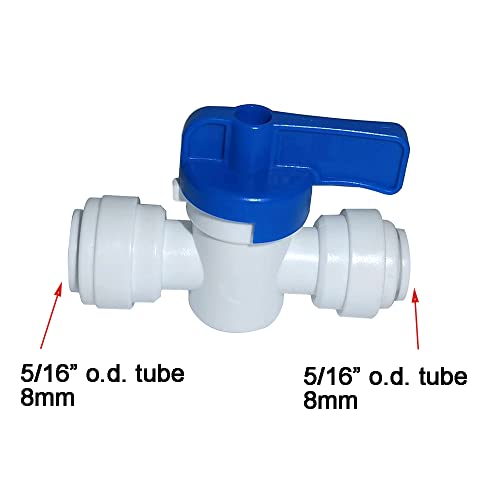 Food-Grade Quick Connector Push-In Tube Fitting,5/16" O.D. Equal Shut off Valve for Reverse Osmosis Water Filter Purifier (Pack of 10) - style: ball valve 5/16" x 5/16"
