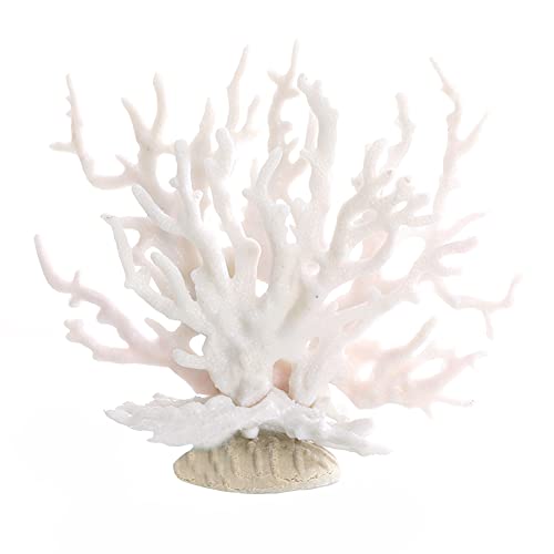 Artificial Aquarium Plants, Simulation Silicone Ornament Artificial Coral Sea Tree Aquarium Fish Tank Landscaping Decoration White