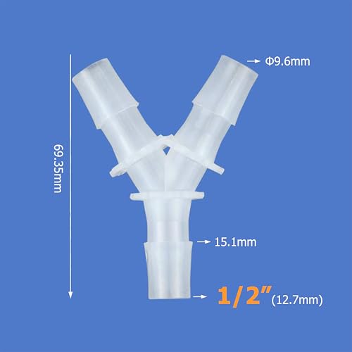 Quickun 1/2" Hose Barb Fitting Equal Barbed Y Shaped 3 Way Plastic Joint Splicer Mender Adapter Union for Air Line Tubing Pipe (Pack of 4) - size: 0.5 Inch
