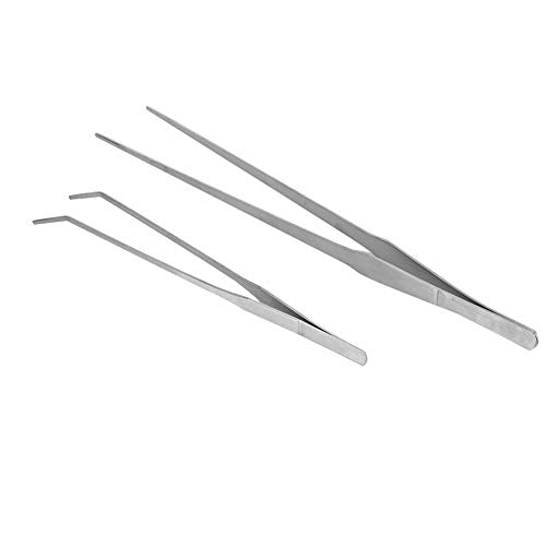 Fish Tank Aquarium Water Plants Planting Clip Stainless Steel Tweezers Cultivate Tool Professional Aquarium Landscaping Tool for Aquatic Plants Straight and Elbow Tweezers