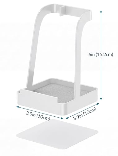 NiHome White Pot Lid Holder with Light Gray Diatomite Tray, Non-Slip Silicone Pad, Powder-Coated Iron Stand for Lids, Utensils & Cutting Boards, Compact 3.9" × 3.9" × 6" Kitchen Organizer (White) - color: Medium White, size: with diatomite