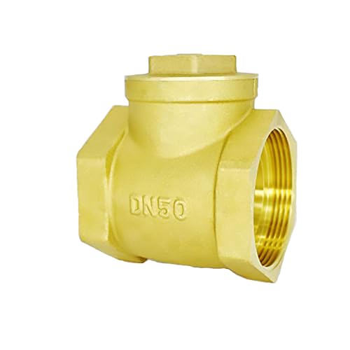 2" NPT Swing Brass Check Valve DN50, 2 NPT Female Thread Horizontal One Way Check Valve to Prevent Water Backflow for Sump Pump and Air Compressor - size: 2 Inch