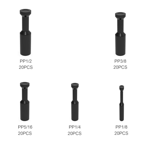 100Pcs Push-to-Connect Fitting Plug, Pneumatic Cap Style Blanking Plugs for 1/8 1/4 5/16 3/8 1/2 inch Tube Connect Fittings