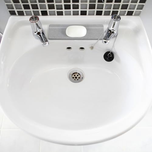 Cabilock 2pcs Quick-Drying Wash Mats for Bathroom Diatomite Mat Non-Slip Soap Holder - color: Grey