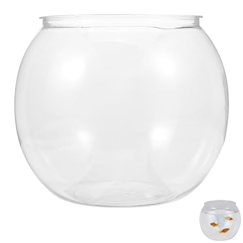 Mipcase Unbreakable Transparent Plastic Fish Tank Globe 5.90In Round Desktop Fish Bowl Aquarium Decor for Home Office Tabletop - size: 15x13cm