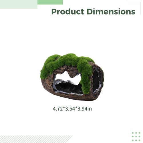 Resin Fish Cave, 4.7 in Barrel Fish Tank Ornament with Mossy Accent, Vintage Wine-Barrel Style, for Fish & Shrimp, Brown