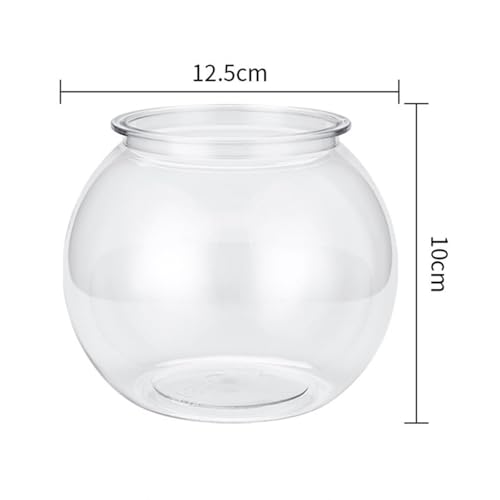 Baoblaze Transparent Small Fish Tank for Small Fish Round Ornament Aquarium Bowl Vase Table Office Hand Carved Floral Photo Frame Picture Holder Ta