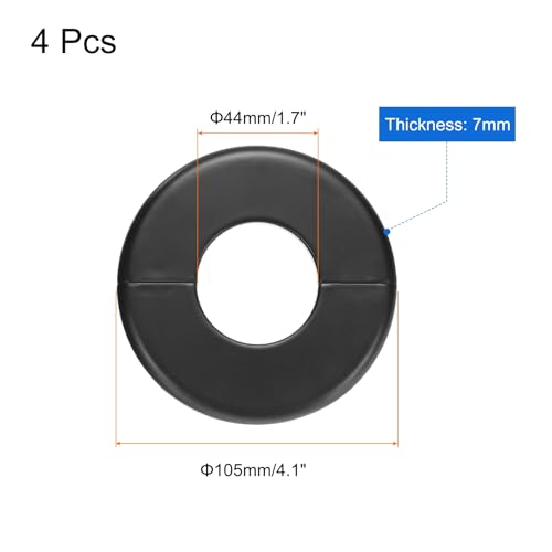 uxcell 4pcs Wall Split Flange 105mm / 4.1" OD Escutcheon Plate ABS Round Self-Adhesive Plumbing Cover Plates for 44mm / 1.7" Dia Water Pipe Faucet Decoration Accessories, Black - color: Black, size: 44mm