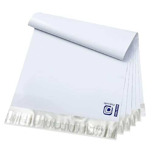 POLYSELLS 50 pcs 12x15.5 Inches White Poly Mailers Shipping Envelopes, Strong Adhesive Sealing, Waterproof, and Tear-resistant Postal Mailing Bags for Clothing, Books, and Accessories - size: 12"x15.5" 50 PCS