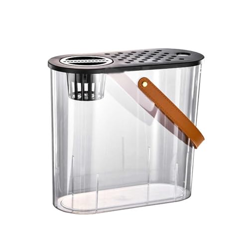 Aquariums Fish Bowl Transparent Acrylic Fish Tank with Breathable Lid and Easy to Move Carrying Handle Living Room Office Desktop Decorative Fish Tank Planter Fish Tanks(Black) - color: Black