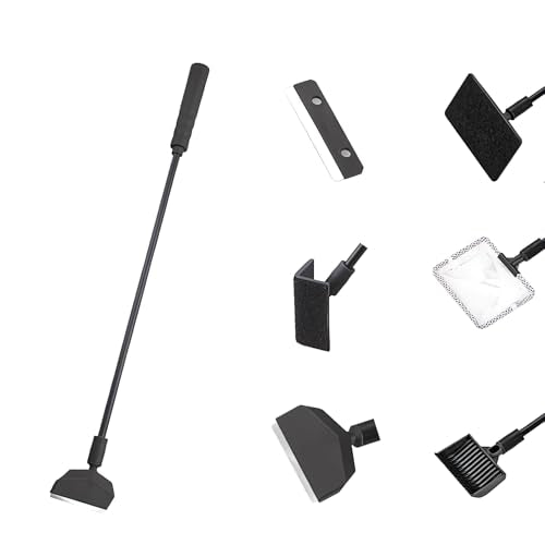 6-in-1 Aquarium Cleaning Tools Fish Tank Cleaning Kit with Long Handle, Algae Scraper,Flat Cleaning Pad,Right-Angle Cleaning Pad,Fish Net, Gravel Rake