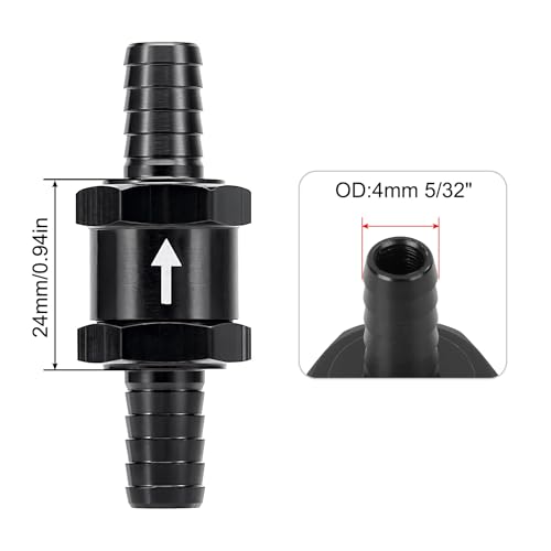 EVIL ENERGY 5/32" Fuel Check Valve One Way Inline Non Return Diesel Gasoline Black (4mm OD,2PCS) - color: Black, size: 5/32