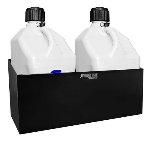 Extreme Max 5001.6154 Aluminum Dual Fuel Jug Holder - Fits Two 5 Gallon Containers, Storage Organizer for Enclosed Race Trailer, Shop, Garage, Storage - Black - color: Black, size: 2 x 5 Gallon Jug Capacity