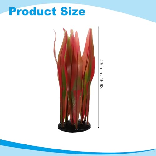 Aquarium Decoration, 17" Plastic Fish Tank Plants Artificial Silicone Glowing Kelp Aquarium Plants Ornament, (Red, 1 Pcs), Intended for Tall Fish Tank Decor/Landscaping - color: Red, size: 17"