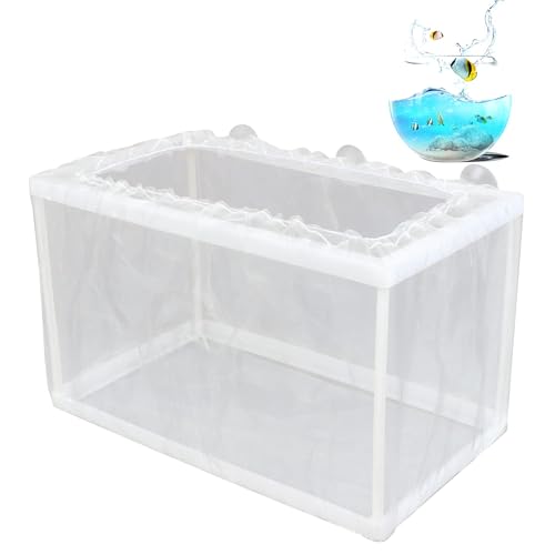 Hatchery Net Box – White Nylon Isolation Chamber, Breeding Container for Aquatic Fry, Tank Divider with Suction Cups | Secure Separation Setup Supporting Safe Growth Inside Aquarium Environments - size: Large