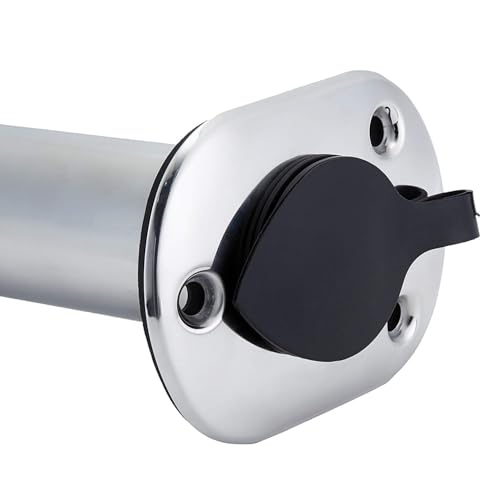 Polished Fishing Rod Holder Flush Mount, Stainless Steel 90 Degree Flush Mount Fishing Rod Holder for Boat, 0 Degree Fishing Pole Holder with Rubber Cap, PVC Liner & Gasket