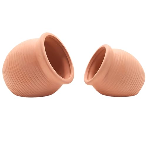 M2cbridge Pottery Ceramic Jar Natural Clay Vase for Cichlid Small Fish Shrimp Aquarium Decor to Play Hide Breed Habitat (Red Pots, 2pcs) - color: Red Pots, 2pcs